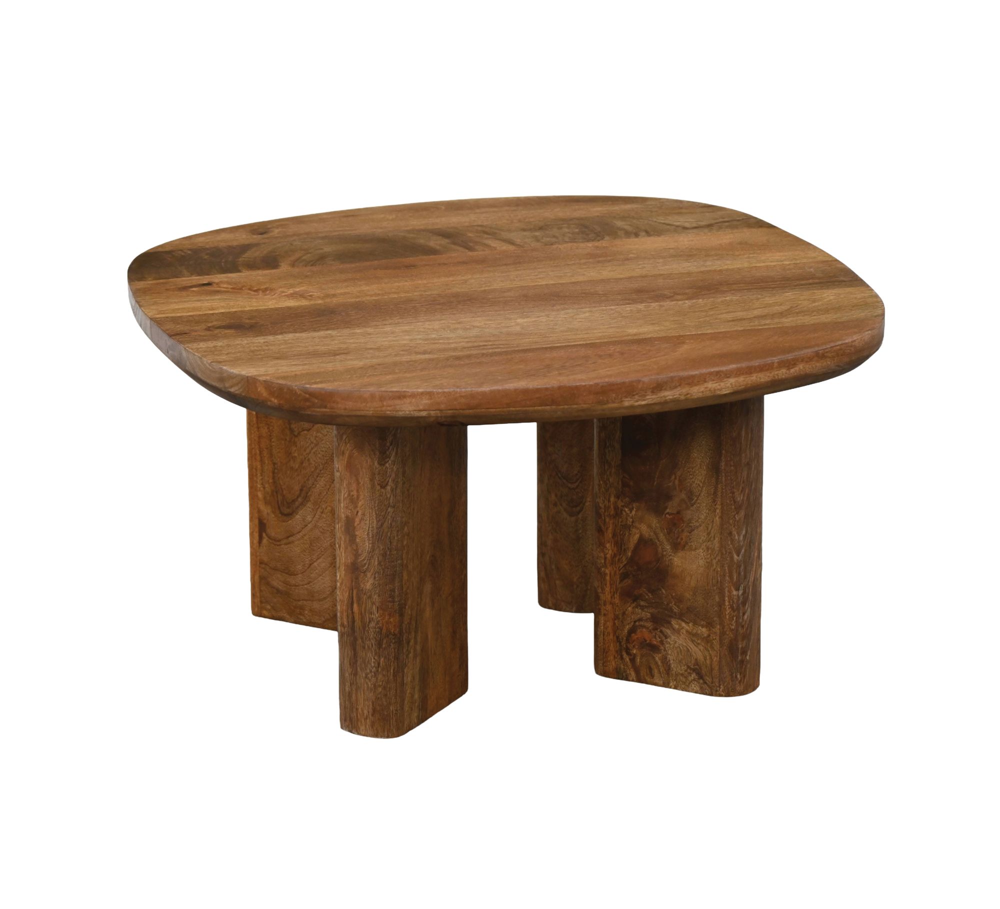 FineBuy Couchtisch Mango Massivholz 60cm quadratisch - Handgefertigter Wohnzimmertisch aus Echtholz mit abgerundeten Kanten im modernen Design Handmade