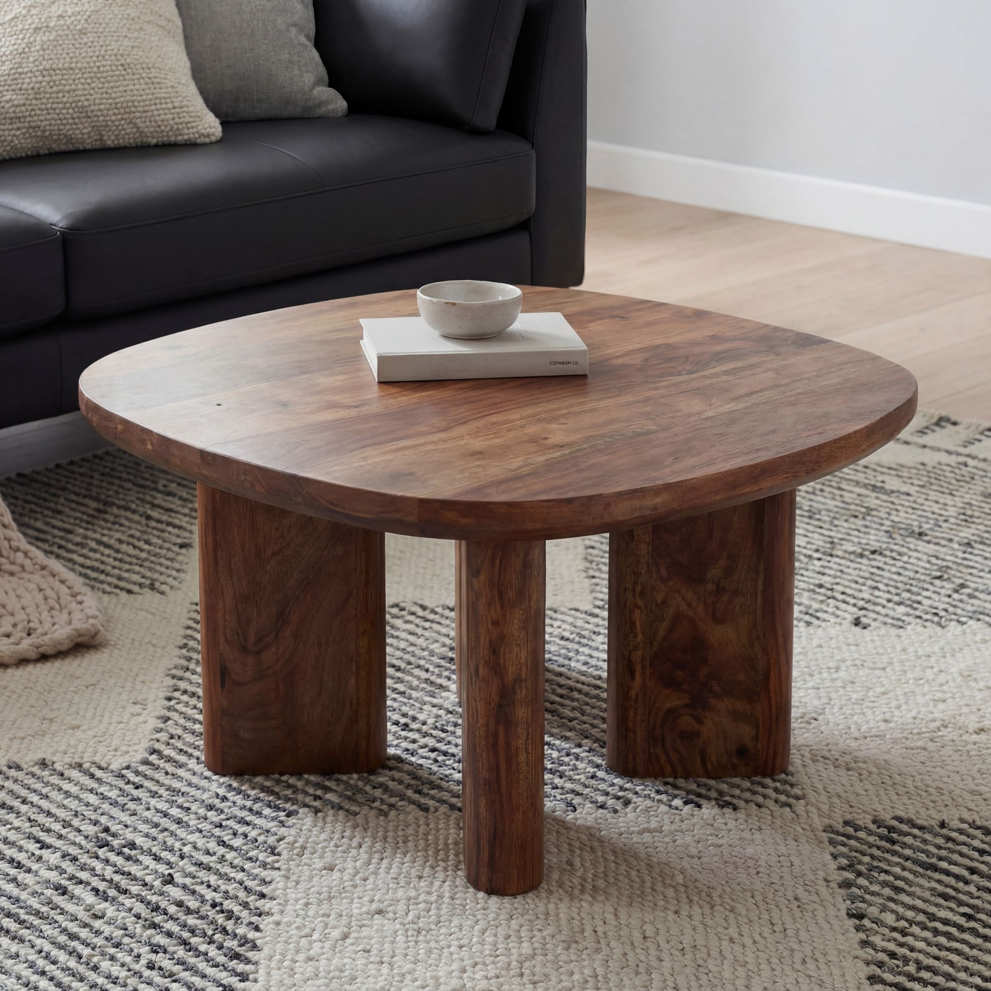 Couchtisch Mango Massivholz 60cm quadratisch Handgefertigter Wohnzimmertisch – Ansicht 1