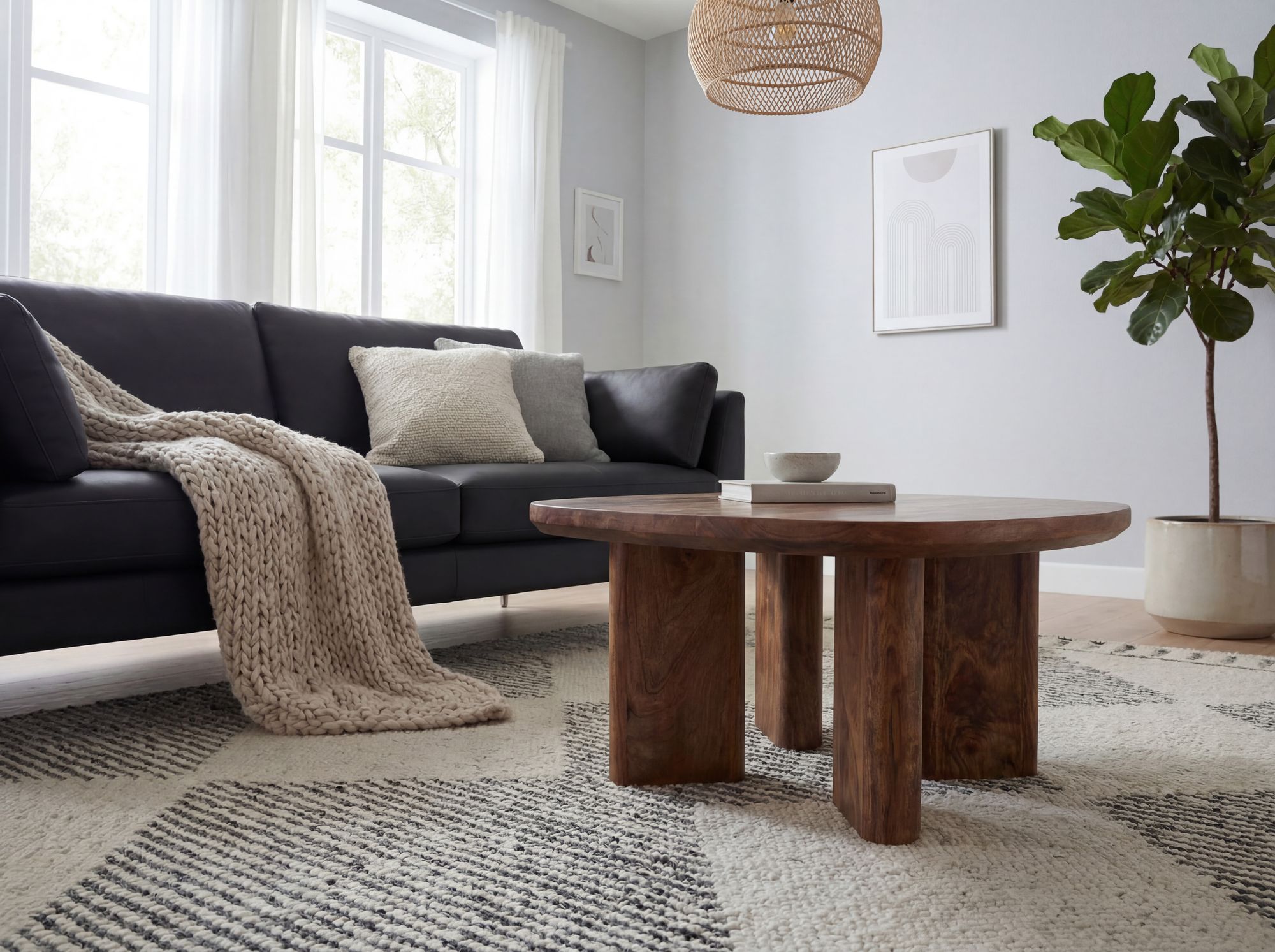 Couchtisch Mango Massivholz 60cm quadratisch Handgefertigter Wohnzimmertisch – Ansicht 5