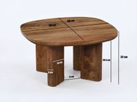 Couchtisch Mango Massivholz 60cm quadratisch Handgefertigter Wohnzimmertisch – Ansicht 3