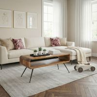 Couchtisch Mango Massivholz 105cm Wohnzimmertisch Sofatisch Beistelltisch Ablage – Ansicht 1