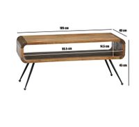Couchtisch Mango Massivholz 105cm Wohnzimmertisch Sofatisch Beistelltisch Ablage – Ansicht 3
