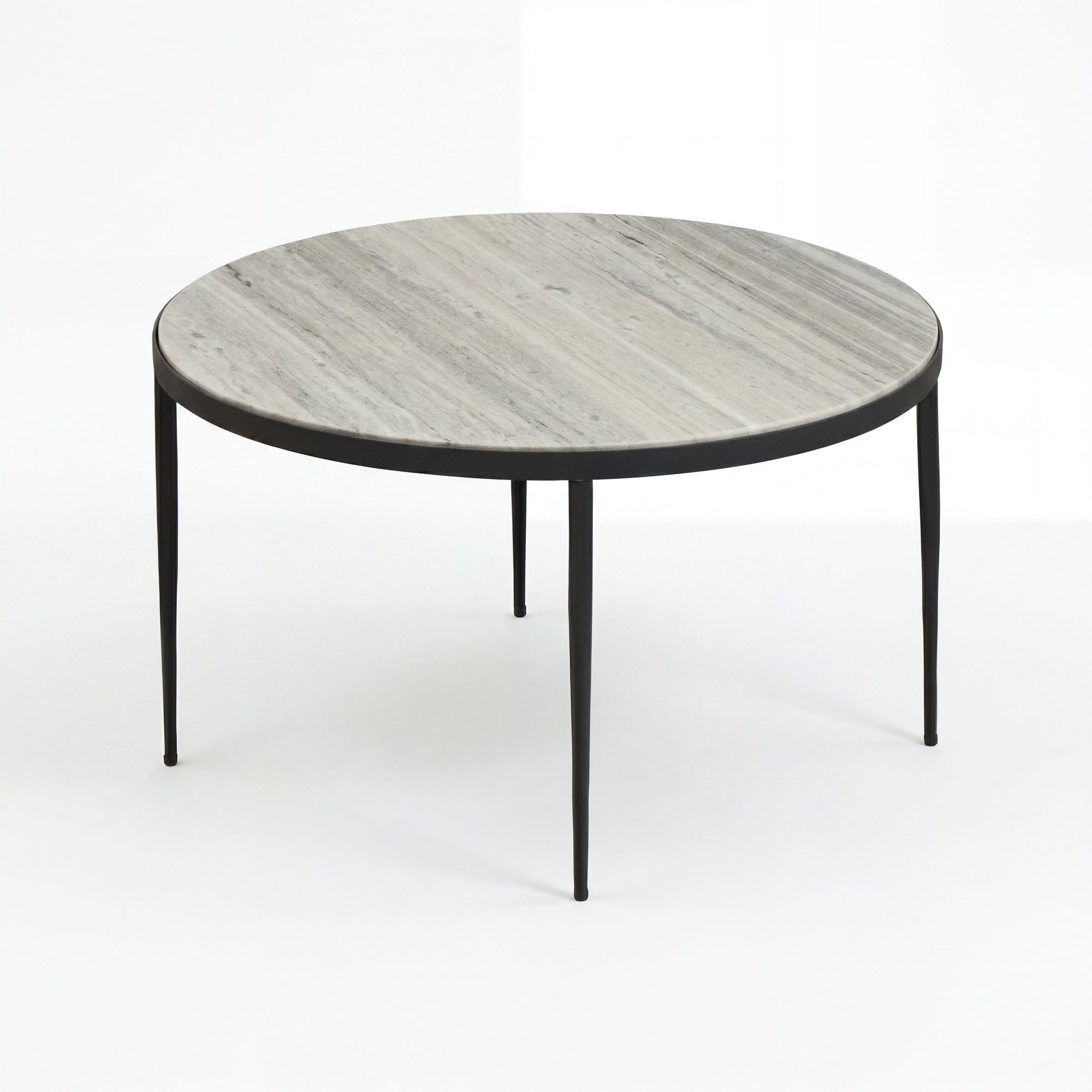 FineBuy Couchtisch Metall mit weißer Toronto Marmor Tischplatte 70cm rund - Runder Wohnzimmertisch Design Loungetisch - Eleganter Sofatisch - Moderner Beistelltisch Handmade