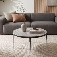 Couchtisch 70cm mit Marmor Platte weiß Wohnzimmertisch Beistelltisch Metall rund – Ansicht 1