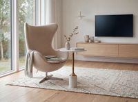Beistelltisch 37cm Design Marmor Platte weiß Wohnzimmertisch Couchtisch Metall – Ansicht 2