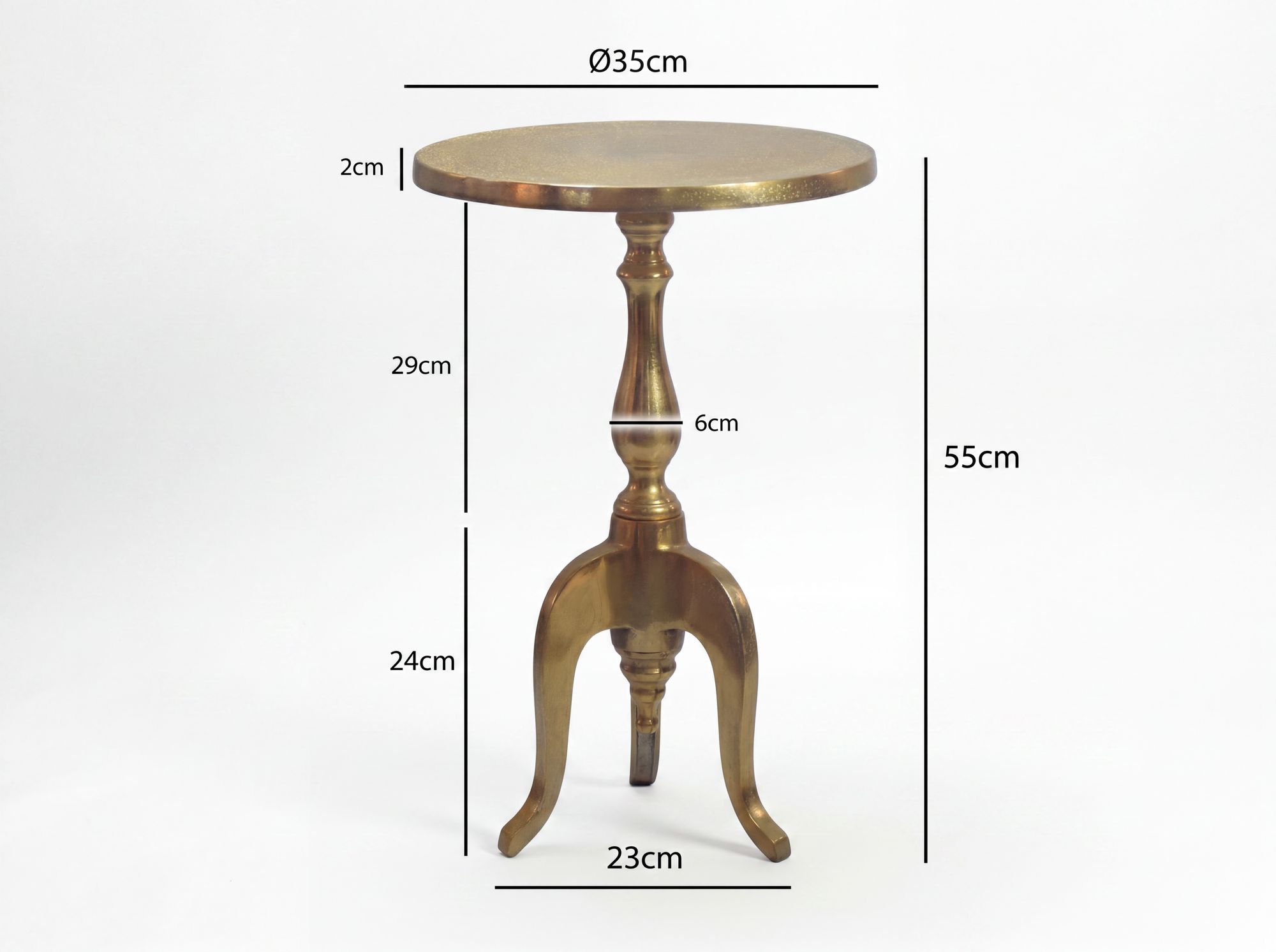 Beistelltisch Gold 35cm Aluminium Metall Wohnzimmertisch Couchtisch Alu Rund – Ansicht 3