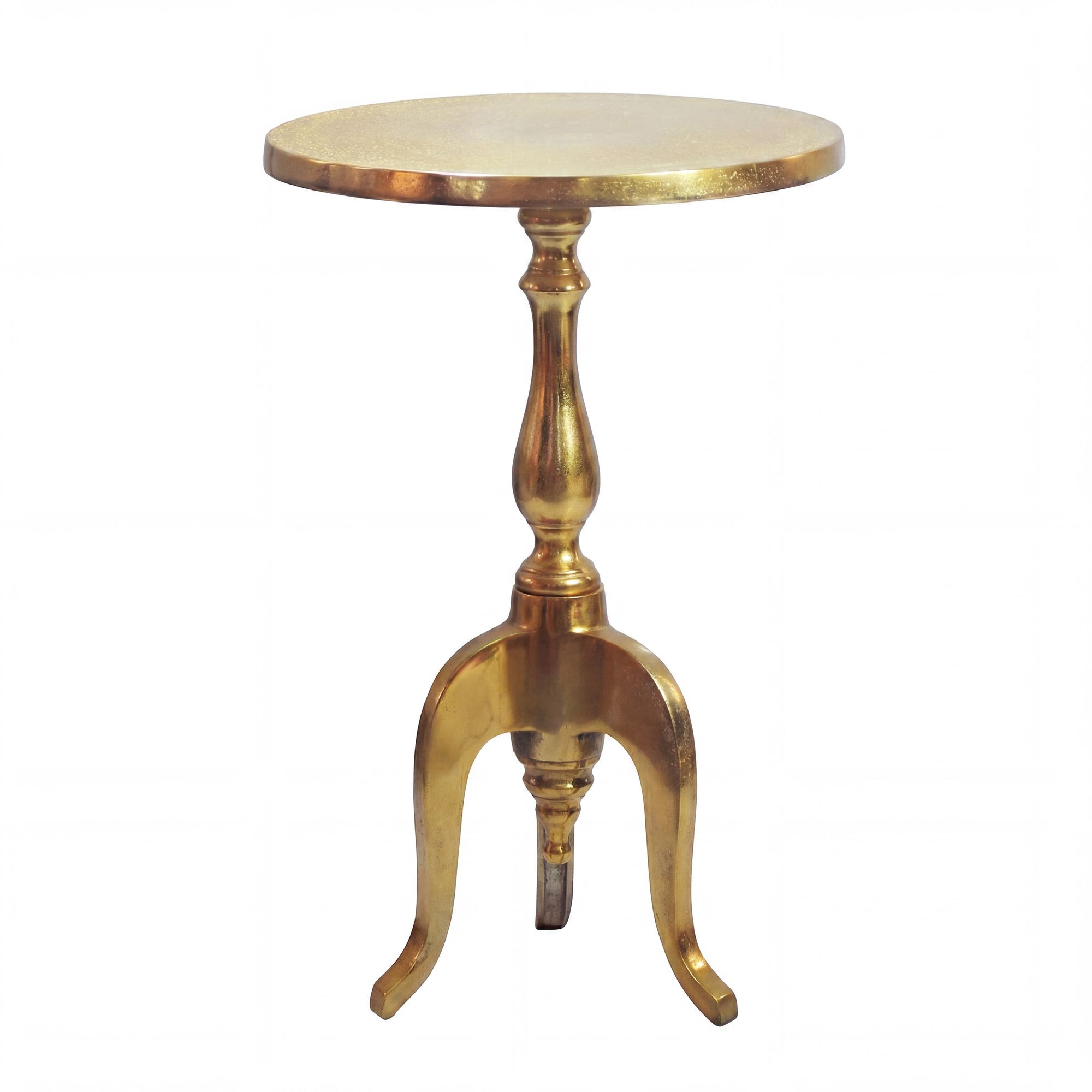 FineBuy Beistelltisch Aluminium Gold 35cm Metall Rund - Design Anstelltisch Alu - Moderner Wohnzimmertisch - Loungetisch Sofatisch - Edler Couchtisch Handmade