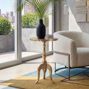 FineBuy Beistelltisch Aluminium Gold 35cm Metall Rund - Design Anstelltisch Alu - Moderner Wohnzimmertisch - Loungetisch Sofatisch - Edler Couchtisch Handmade