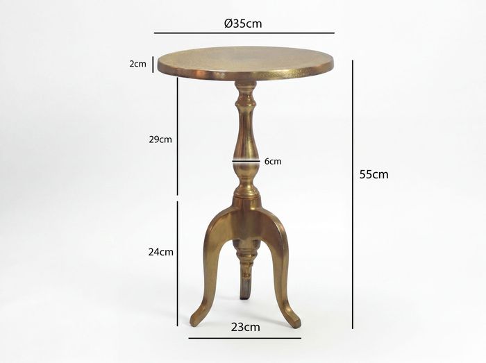 Beistelltisch Gold 35cm Aluminium Metall Wohnzimmertisch Couchtisch Alu Rund – Maßzeichnung