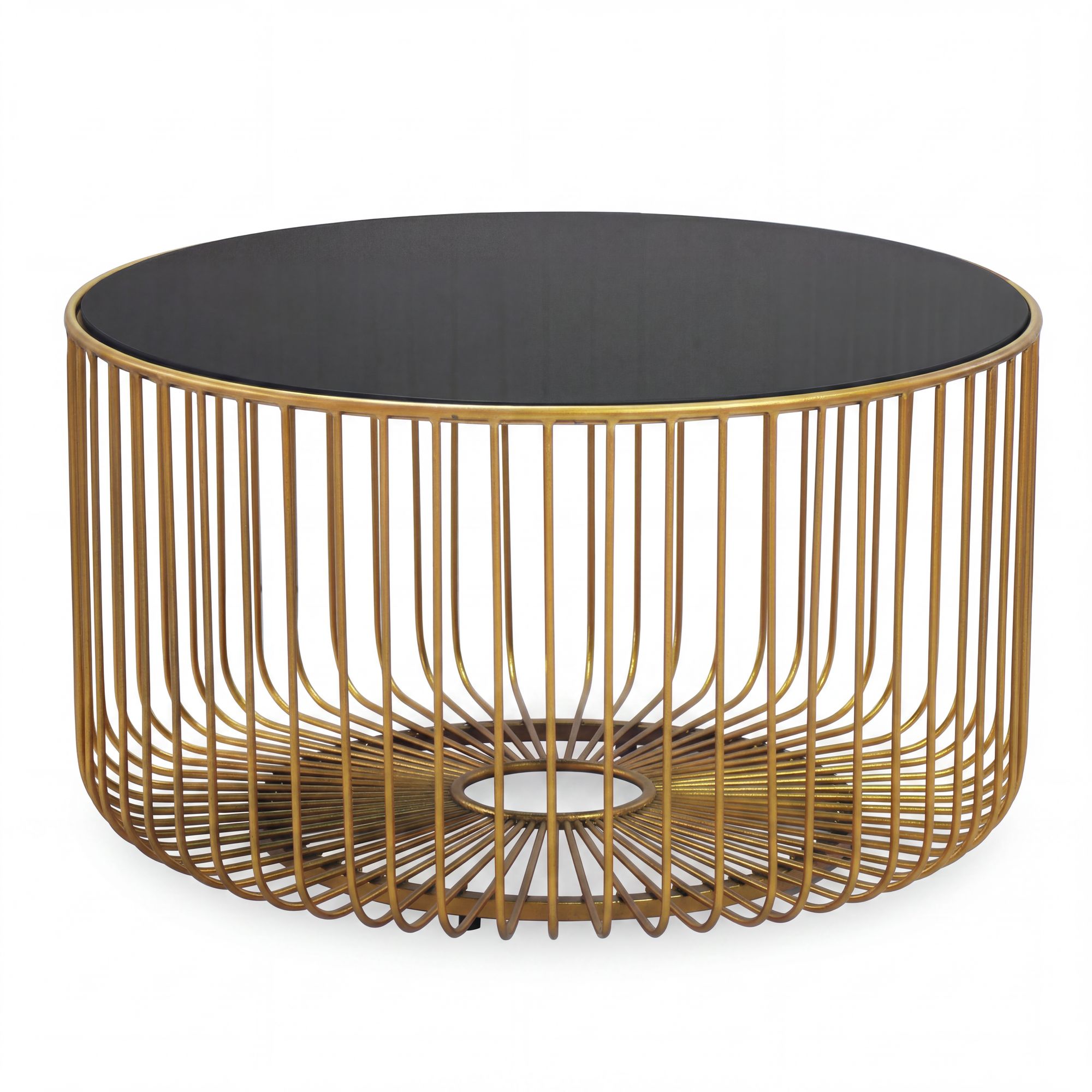 Couchtisch 60cm Sofatisch Metall Glas Wohnzimmertisch Beistelltisch Rund Gold – Ansicht 6