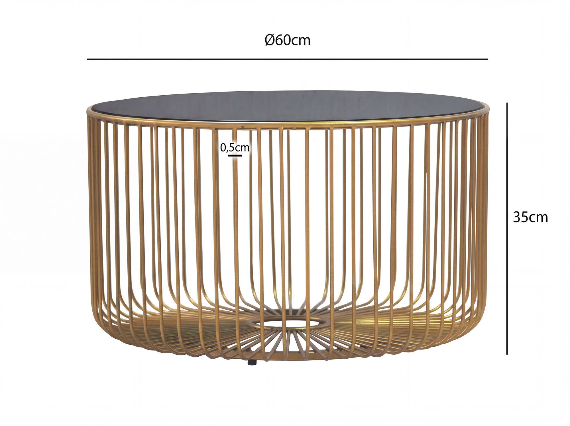 Couchtisch 60cm Sofatisch Metall Glas Wohnzimmertisch Beistelltisch Rund Gold – Ansicht 3