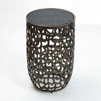 Beistelltisch 30cm schwarz Glas Aluminium Wohnzimmertisch Couchtisch Metall Rund – Ansicht 6