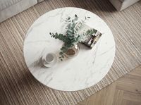 Couchtisch 60cm mit Marmor Platte Wohnzimmertisch Beistelltisch Metall Alu Rund – Ansicht 4