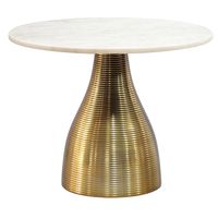 Couchtisch 60cm mit Marmor Platte Wohnzimmertisch Beistelltisch Metall Alu Rund – Ansicht 6