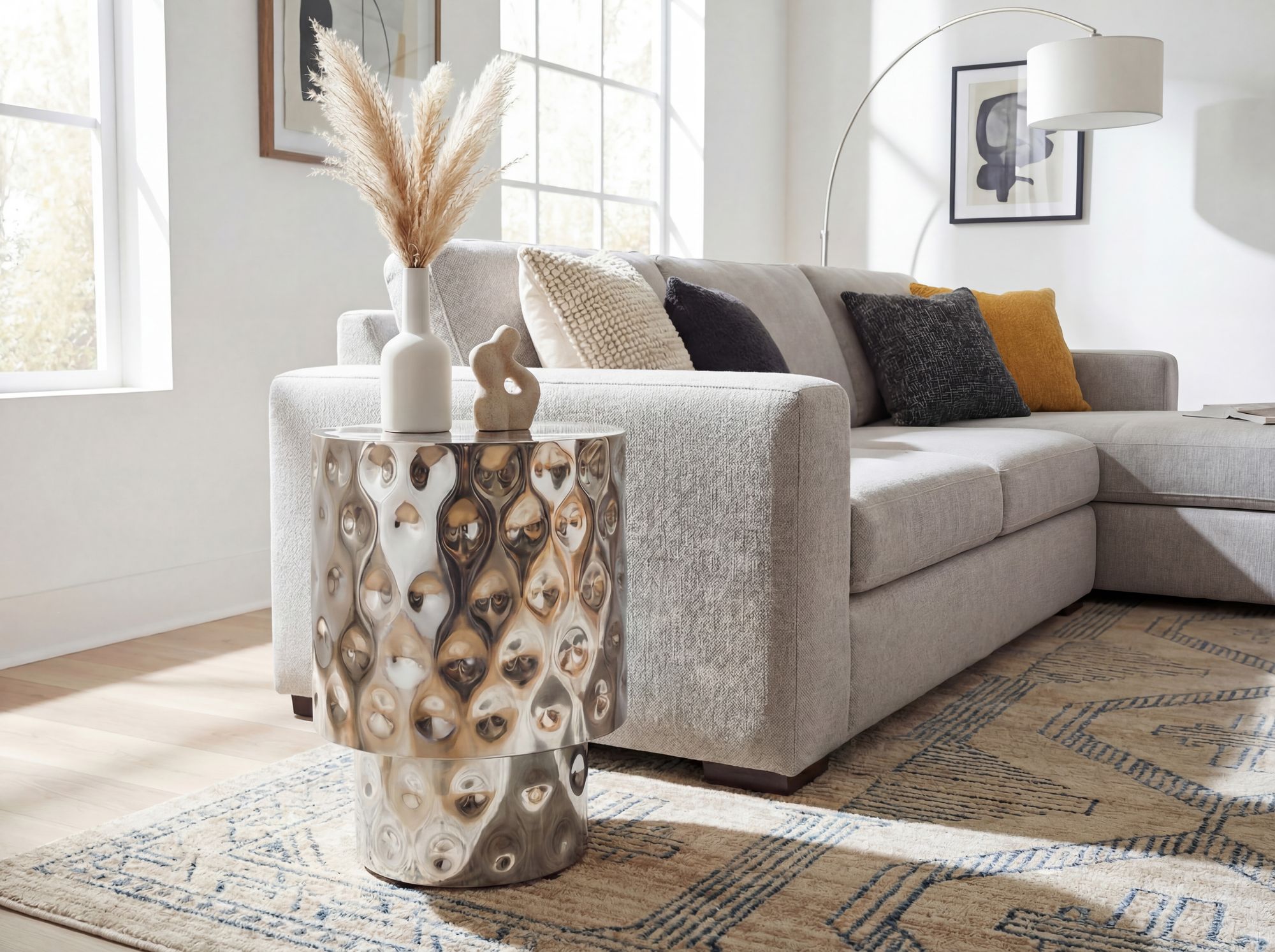 Beistelltisch 36cm Sofatisch Wohnzimmertisch Design Couchtisch Metall Alu Rund – Ansicht 2