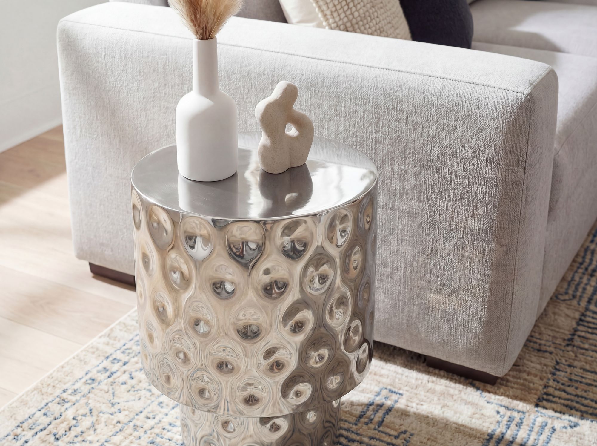 Beistelltisch 36cm Sofatisch Wohnzimmertisch Design Couchtisch Metall Alu Rund – Ansicht 5