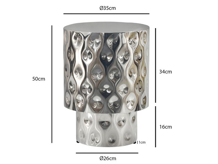 Beistelltisch 36cm Sofatisch Wohnzimmertisch Design Couchtisch Metall Alu Rund – Maßzeichnung