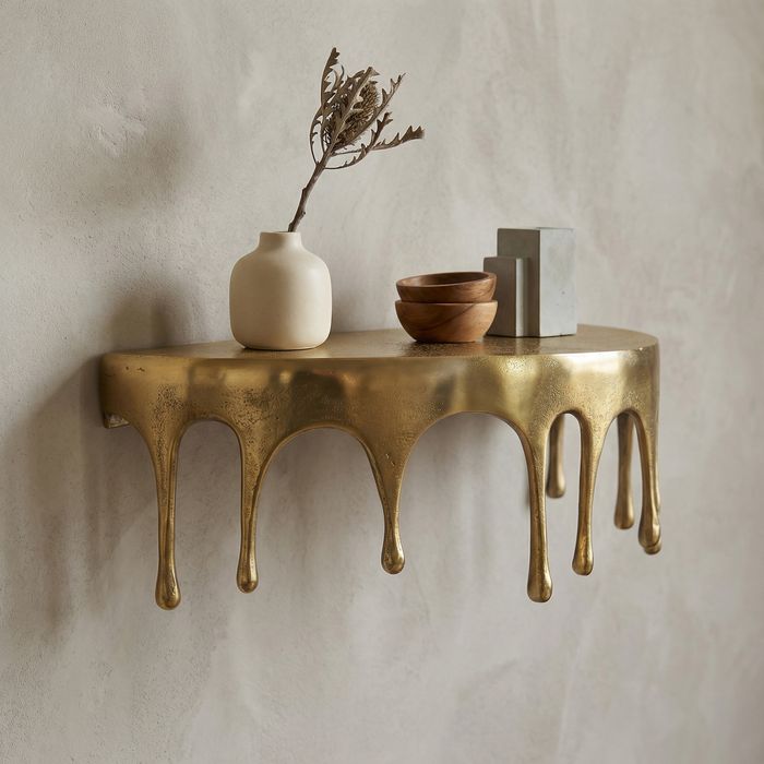 Wandregal Aluminium Gold Tropfen Optik Hängeregal Schweberegal Wandboard Drops