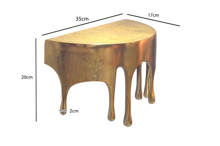 Wandregal Aluminium Gold Tropfen Optik Hängeregal Schweberegal Wandboard Drops – Maßzeichnung