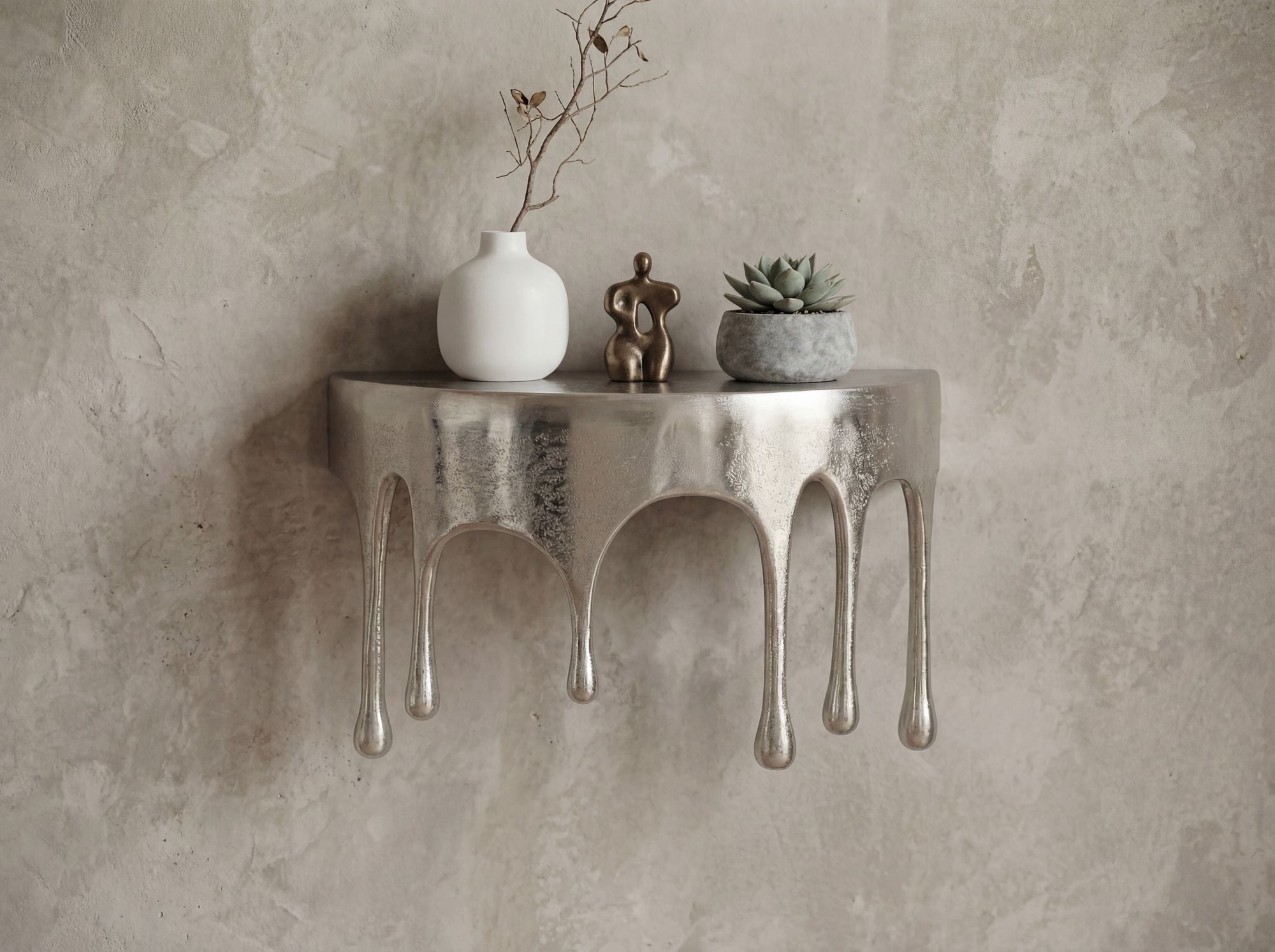 Wandregal Aluminium Silber Tropfen Optik Hängeregal Schweberegal Wandboard Drops – Ansicht 2