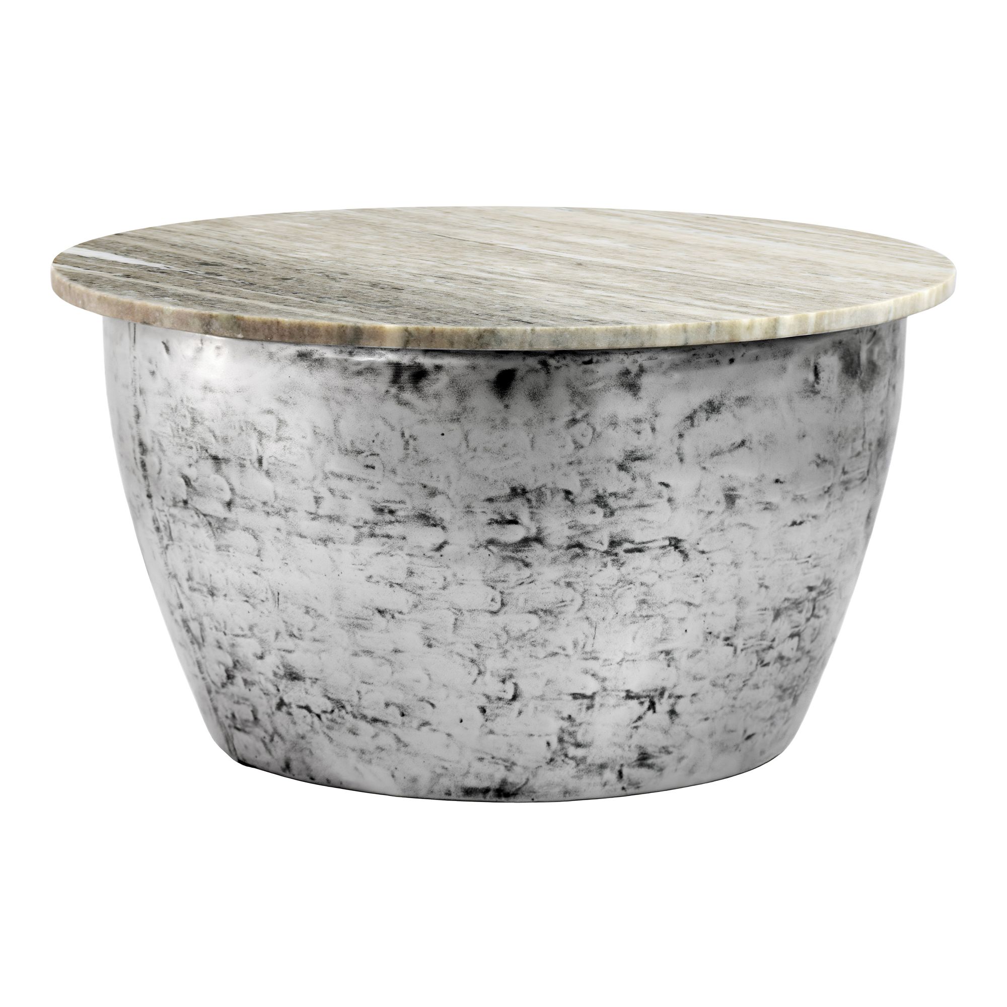 FineBuy Couchtisch Metall mit weißer Marmor Tischplatte 60cm rund - Design Wohnzimmertisch Runder Loungetisch - Massiver Sofatisch - Extravaganter Beistelltisch Handmade