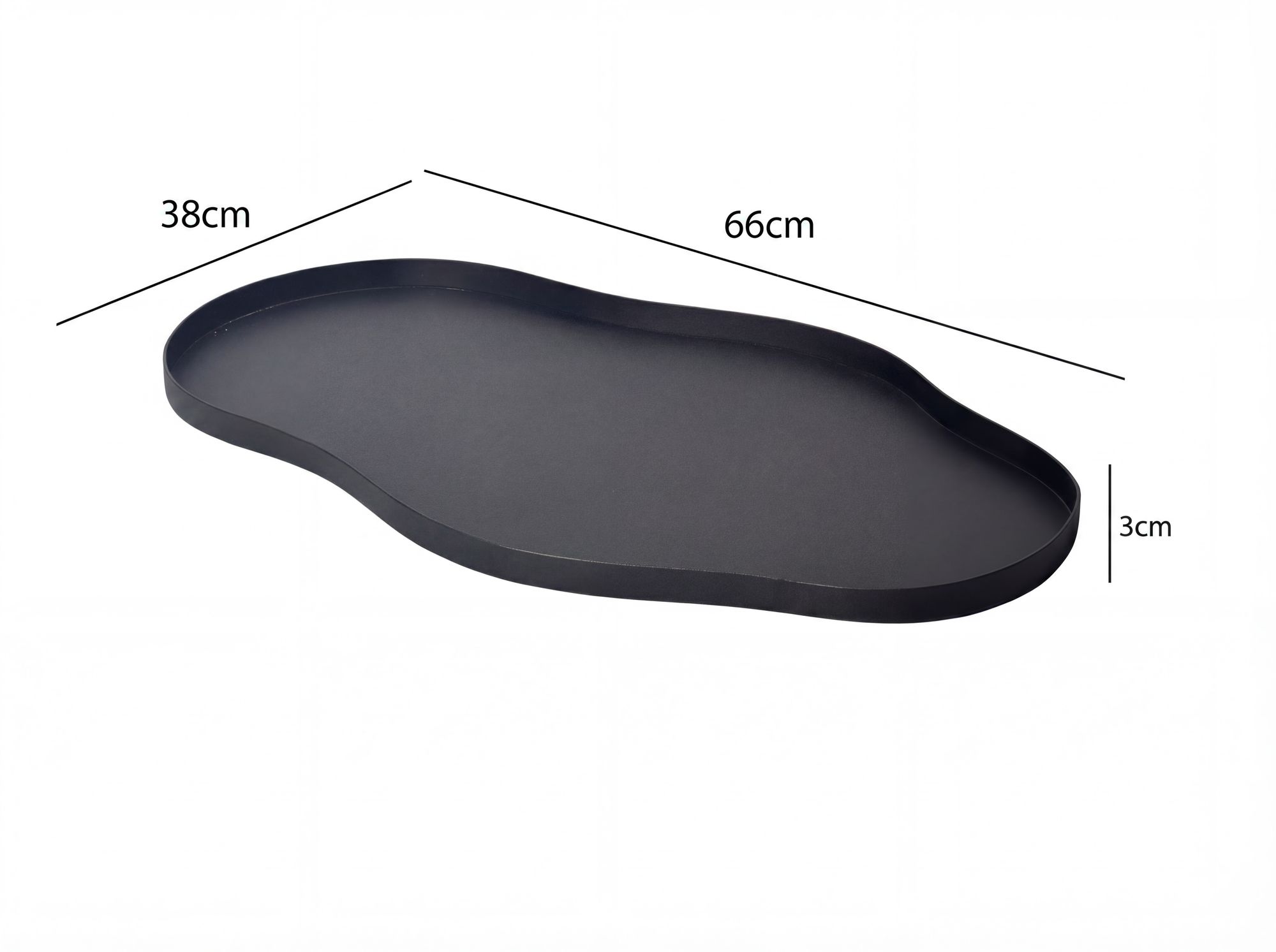 Dekotablett Metall 66cm Schwarz Dekoteller Tablett Organisch Tischdeko Standdeko – Ansicht 3