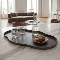 Dekotablett Metall 66cm Schwarz Dekoteller Tablett Organisch Tischdeko Standdeko – Ansicht 1