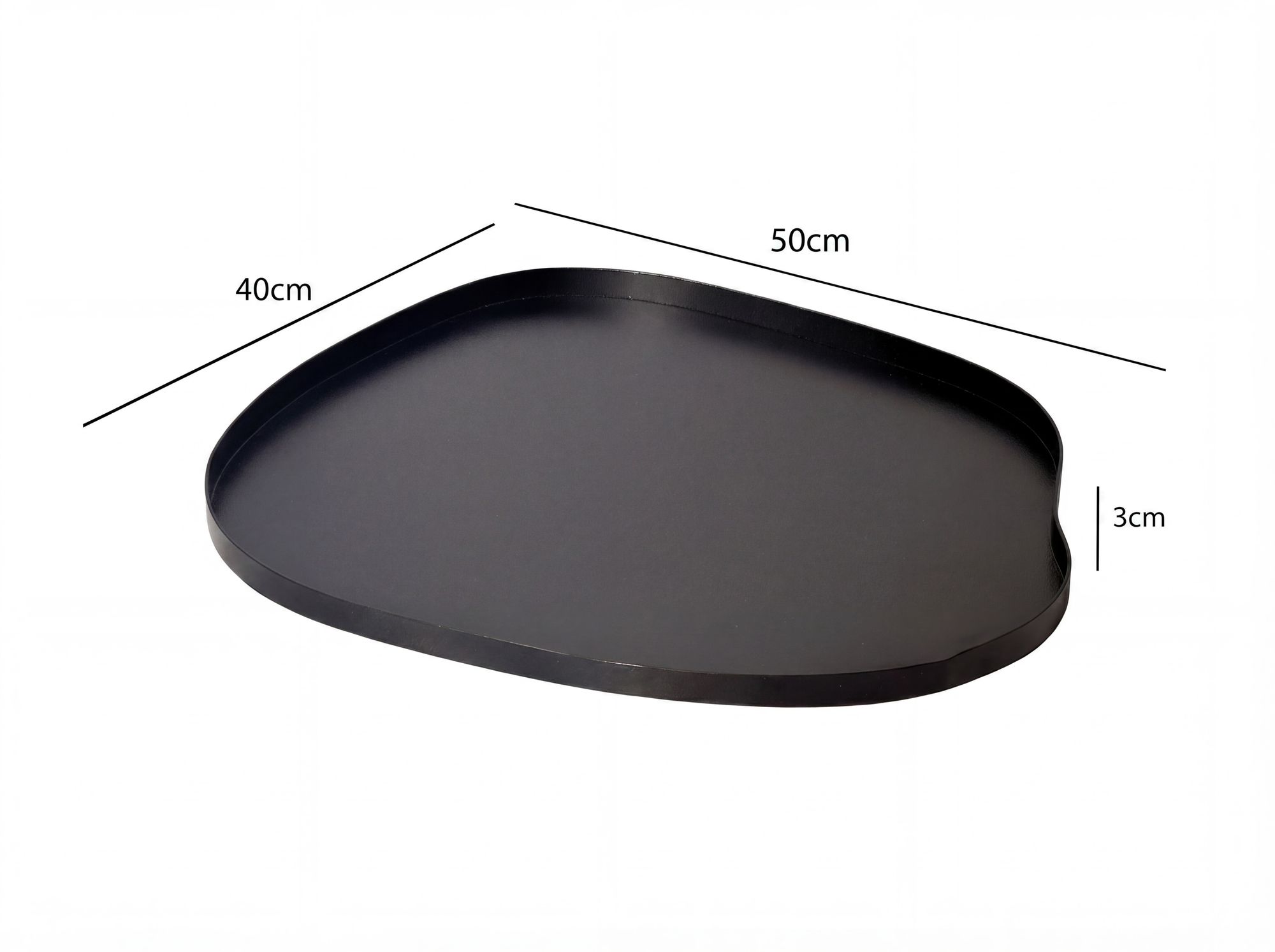 Dekotablett Metall 50cm Schwarz Dekoteller Tablett Organisch Tischdeko Standdeko – Ansicht 3