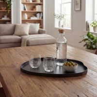 Dekotablett Metall 50cm Schwarz Dekoteller Tablett Organisch Tischdeko Standdeko – Ansicht 1