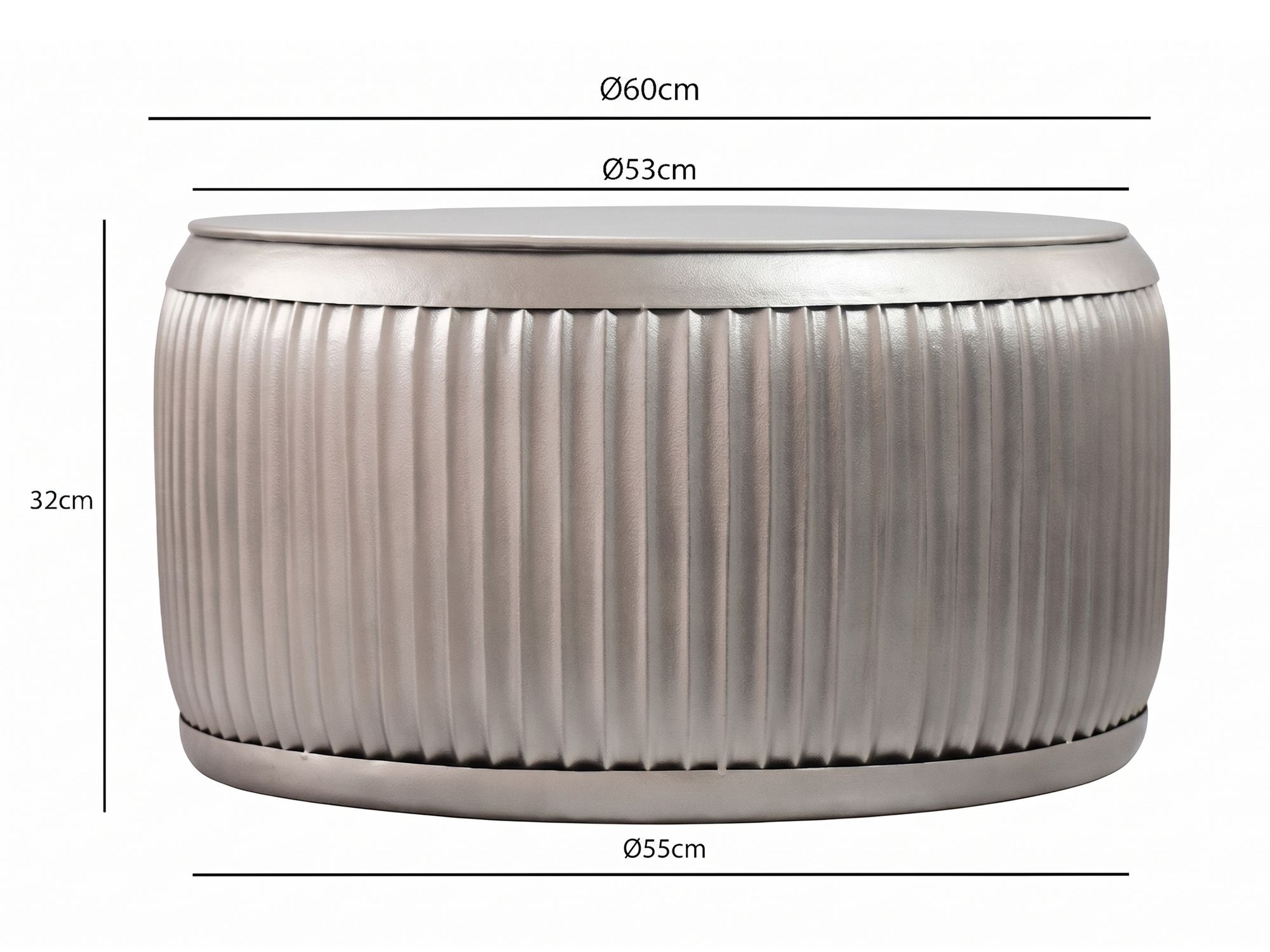 Couchtisch Metall Rund 60cm Wohnzimmertisch mit Stauraum Sofatisch Beistelltisch – Ansicht 3
