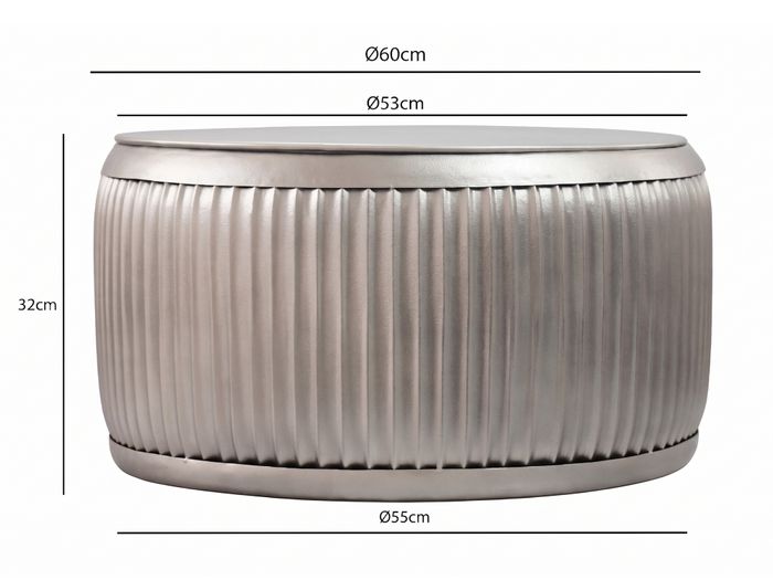 Couchtisch Metall Rund 60cm Wohnzimmertisch mit Stauraum Sofatisch Beistelltisch – Maßzeichnung