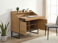 Sekretär MDF 100cm Eiche Dekor Kompakt Schreibtisch mit Stauraum Home Office – Ansicht 2