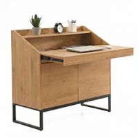 Sekretär MDF 100cm Eiche Dekor Kompakt Schreibtisch mit Stauraum Home Office – Ansicht 6