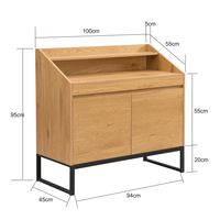 Sekretär MDF 100cm Eiche Dekor Kompakt Schreibtisch mit Stauraum Home Office – Ansicht 3