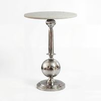 Beistelltisch 40cm Alu Metall Couchtisch Wohnzimmertisch Marmor Platte Weiß Rund – Ansicht 6