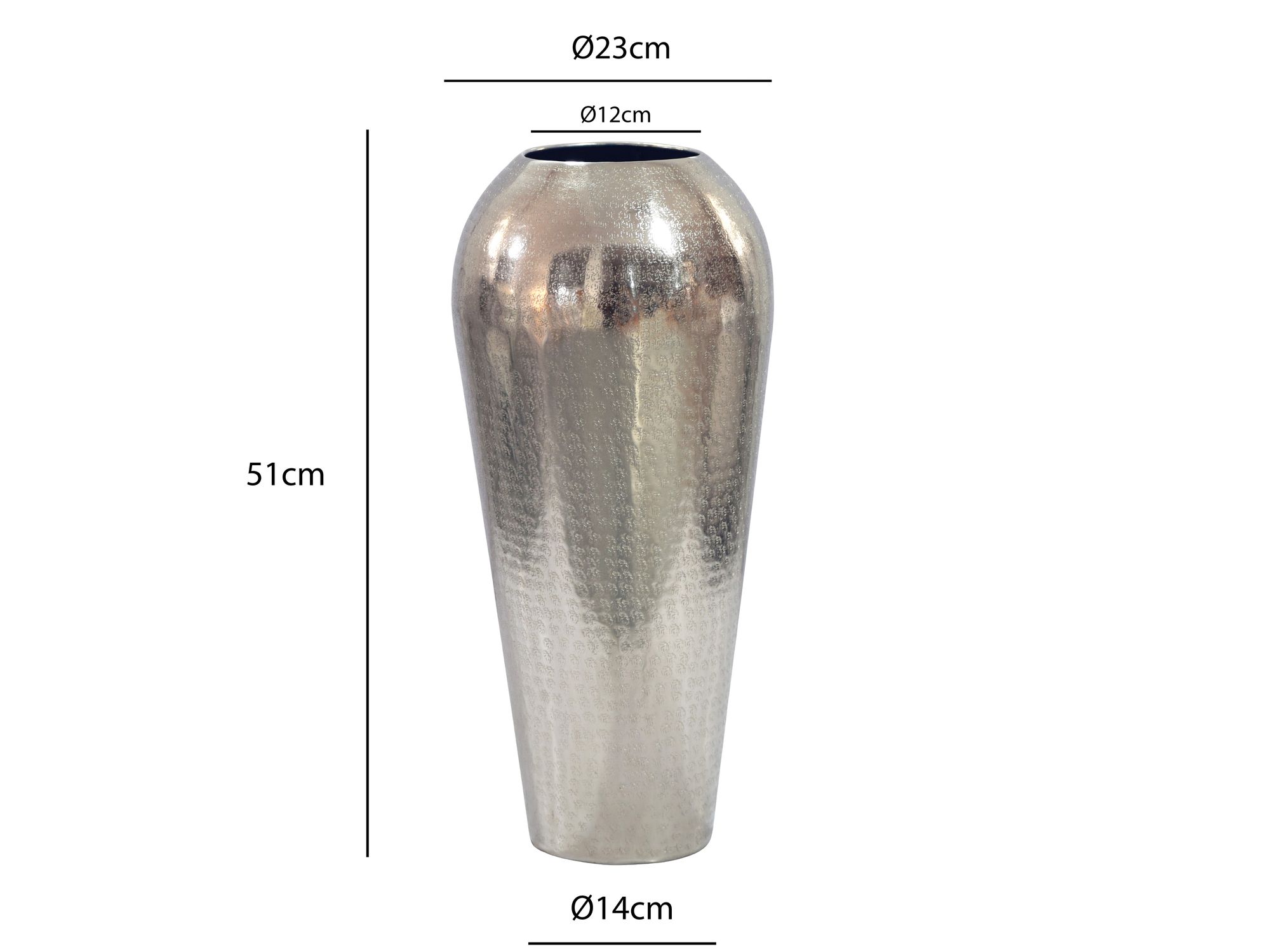 Vase 50cm Aluminium Blumenvase Design Bodenvase Wohndeko Rund Dekovase Metall – Ansicht 3
