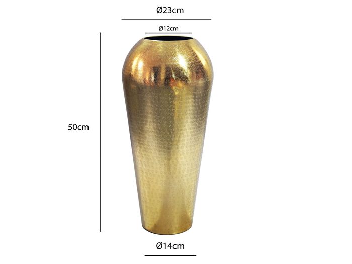 Vase 50cm Aluminium Blumenvase Design Bodenvase Wohndeko Rund Dekovase Metall – Maßzeichnung
