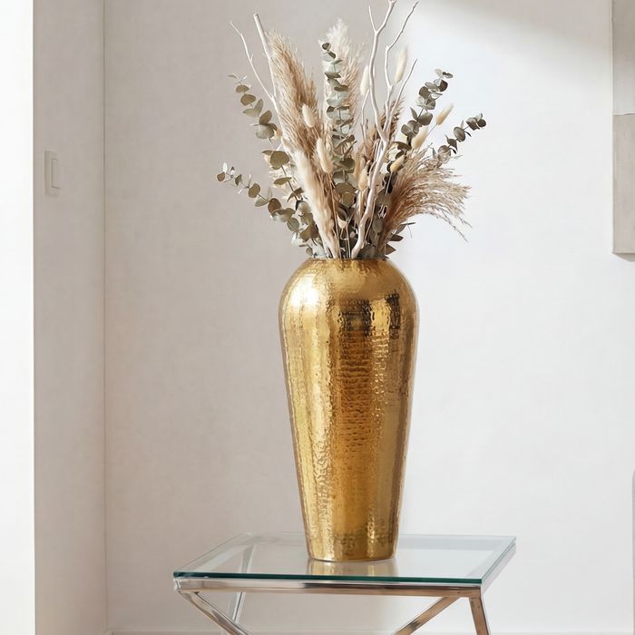 Vase 50cm Aluminium Blumenvase Design Bodenvase Wohndeko Rund Dekovase Metall