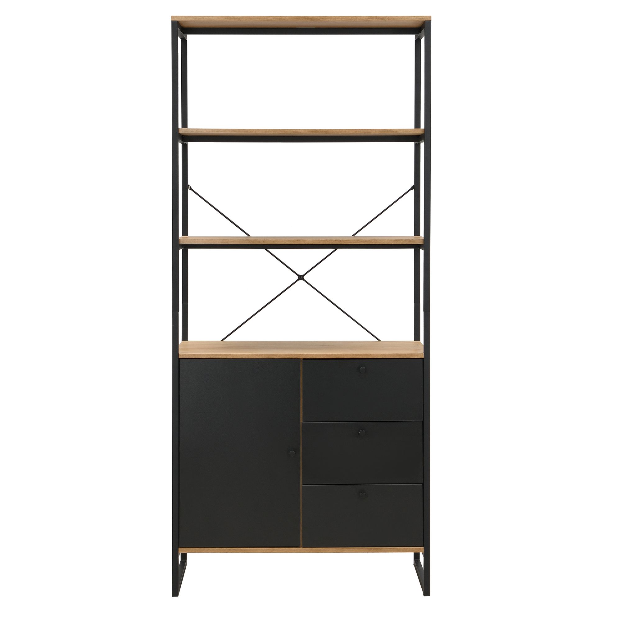 Bücherregal 180cm Eiche Dekor Mehrzweckregal Standregal Regal Schubladen & Tür – Ansicht 6