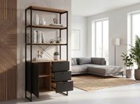 Bücherregal 180cm Eiche Dekor Mehrzweckregal Standregal Regal Schubladen & Tür – Ansicht 4
