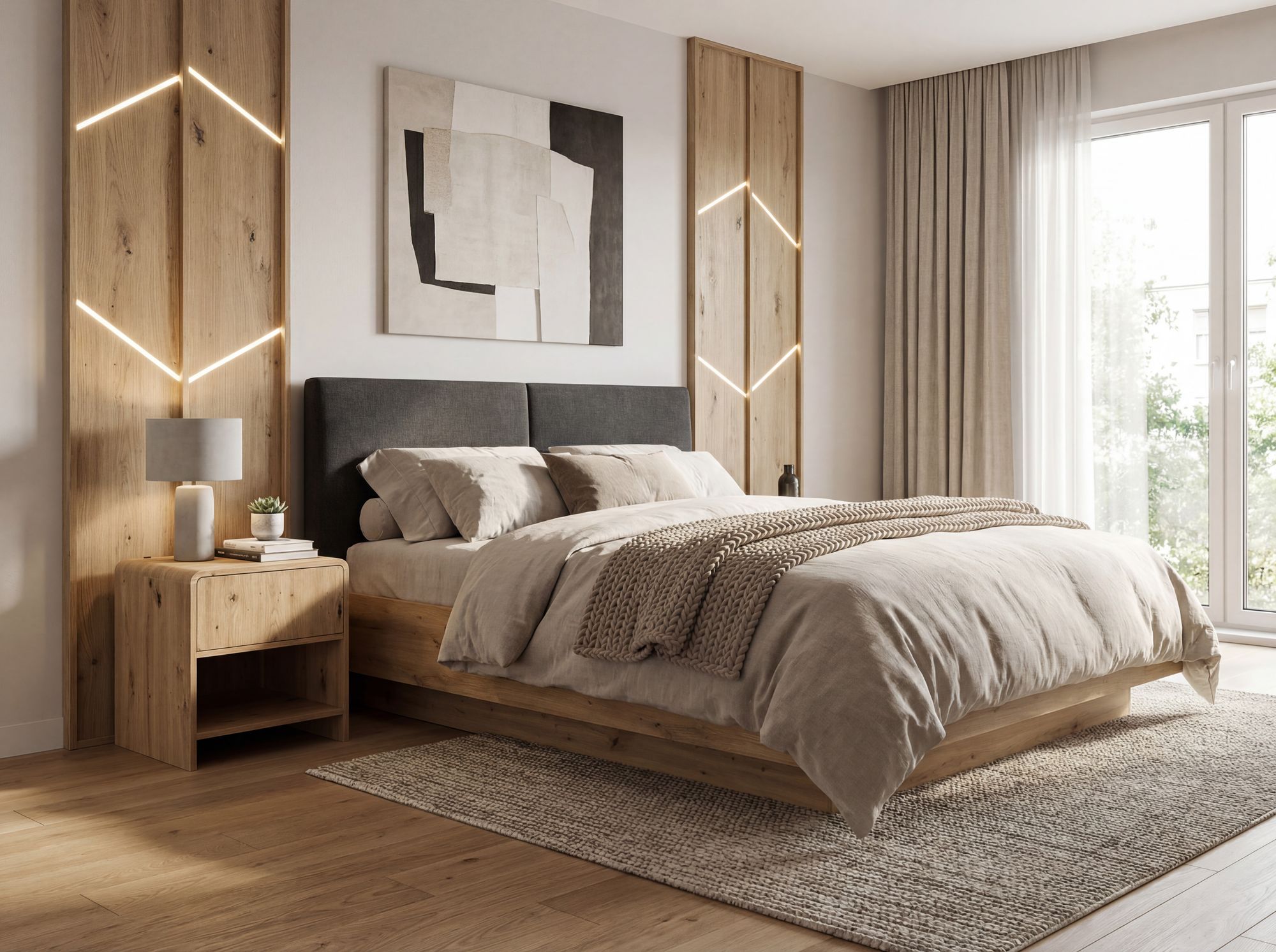 Nachttisch Nachtkommode Boxspringbett 50cm Eiche Dekor Schublade Stauraum Klein – Ansicht 2