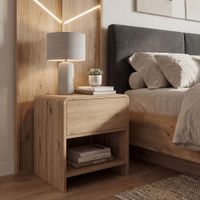 Nachttisch Nachtkommode Boxspringbett 50cm Eiche Dekor Schublade Stauraum Klein – Ansicht 1