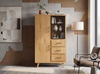 Hochschrank 188cm Eiche Dekor Standschrank mit Türen Schubladen Mehrzweckschrank – Ansicht 2