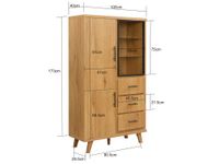 Hochschrank 188cm Eiche Dekor Standschrank mit Türen Schubladen Mehrzweckschrank – Ansicht 3