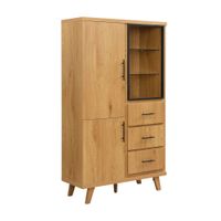 Hochschrank 188cm Eiche Dekor Standschrank mit Türen Schubladen Mehrzweckschrank – Ansicht 6