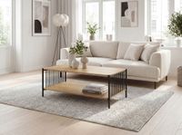 Couchtisch 110cm Eiche Optik Sofatisch Wohnzimmertisch Beistelltisch Ablage – Ansicht 2