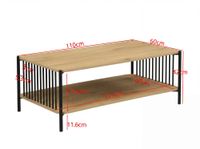 Couchtisch 110cm Eiche Optik Sofatisch Wohnzimmertisch Beistelltisch Ablage – Ansicht 3