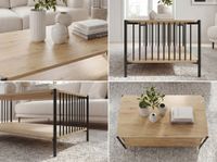 Couchtisch 110cm Eiche Optik Sofatisch Wohnzimmertisch Beistelltisch Ablage – Ansicht 4