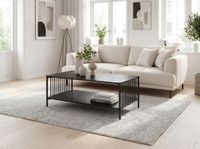 Couchtisch 110cm Eiche Optik Schwarz Sofatisch Wohnzimmertisch Beistelltisch – Ansicht 2