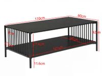 Couchtisch 110cm Eiche Optik Schwarz Sofatisch Wohnzimmertisch Beistelltisch – Ansicht 3